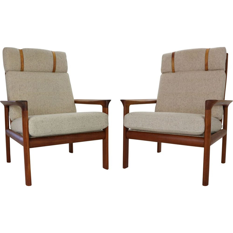 Pair of vintage Teak Lounge Chairsfor by Sven Ellekaer for Komfort, Denmark 1960s