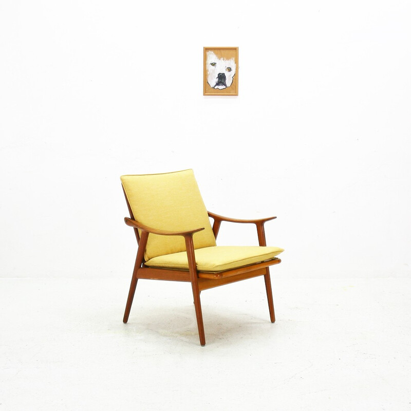 Vatne yellow armchair in teak wood, Fredrik A. KAYSER - 1960s