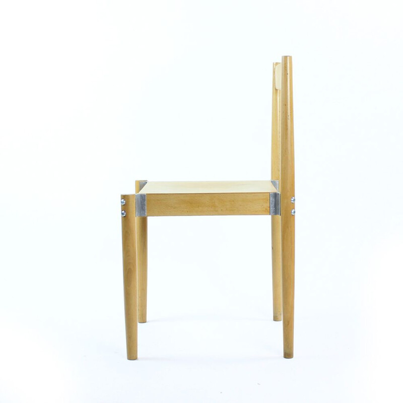 Chaise vintage en bois par Miroslav Navratil, Tchécoslovaquie années 1960