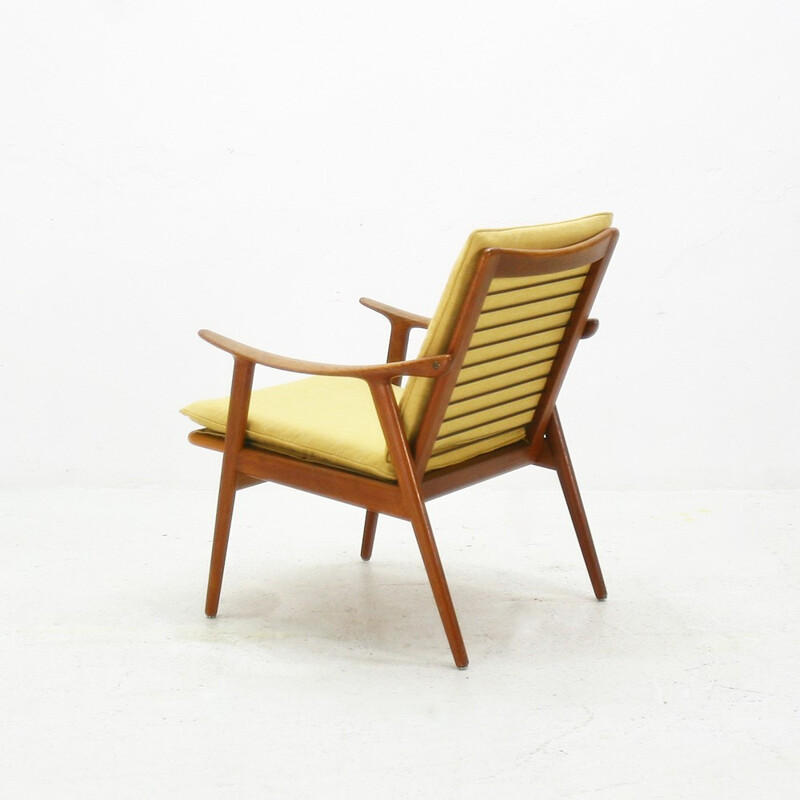 Vatne yellow armchair in teak wood, Fredrik A. KAYSER - 1960s