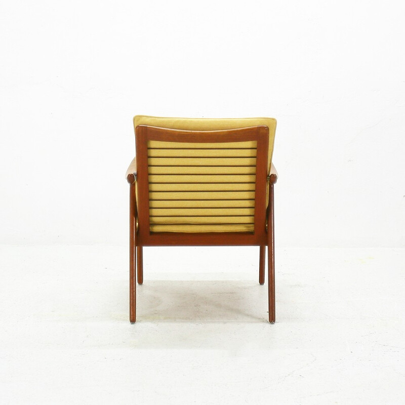 Vatne yellow armchair in teak wood, Fredrik A. KAYSER - 1960s