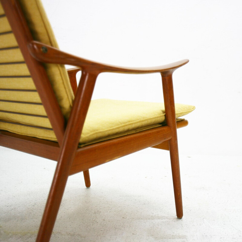 Fauteuil Vatne jaune en bois de teck, Fredrik A. KAYSER - 1960