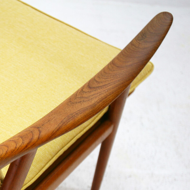 Vatne yellow armchair in teak wood, Fredrik A. KAYSER - 1960s