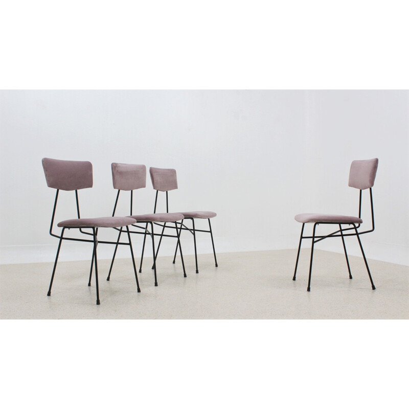 Set of 4 vintage BBPR dining chairs, Italian 1950s