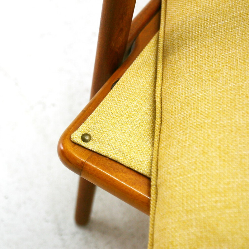 Vatne yellow armchair in teak wood, Fredrik A. KAYSER - 1960s