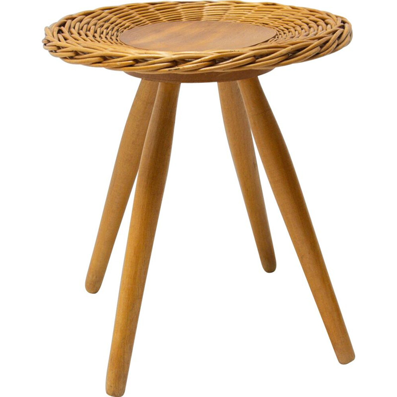 Tabouret vintage en rotin de Jan Kalous pour ÚLUV, Tchécoslovaquie 1960