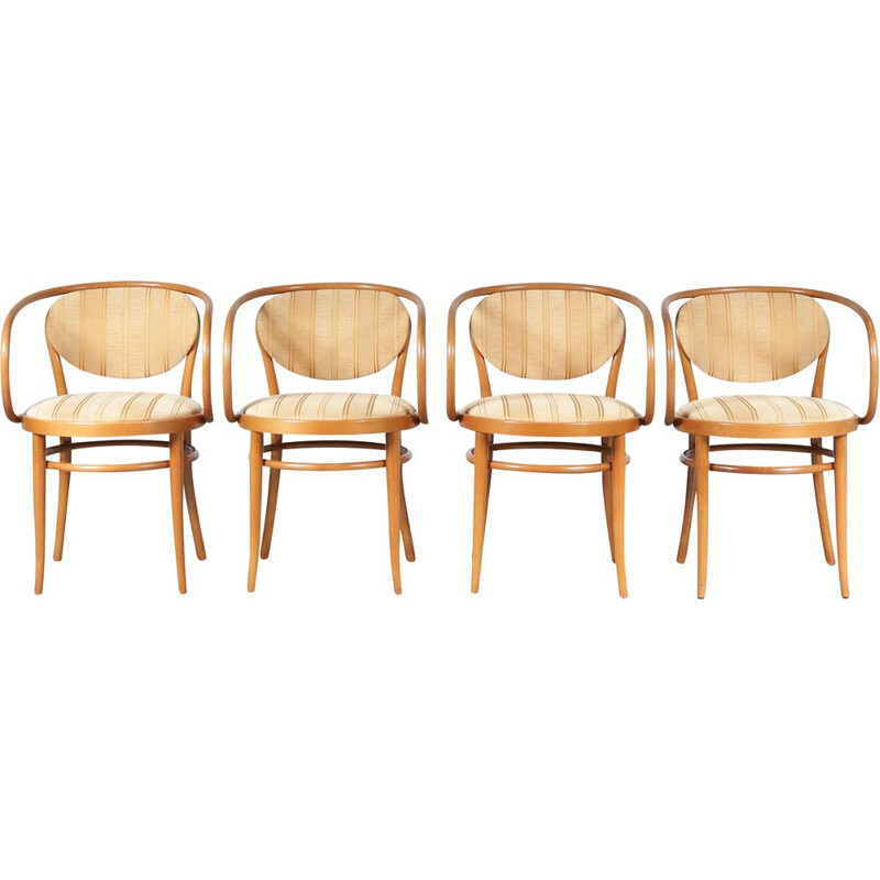 Set of 4 vintage bentwooden dining chairs by Thonet, France 1960s