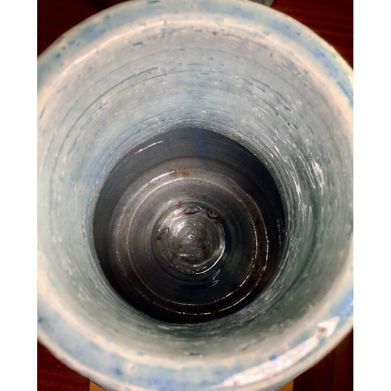 Grand vase vintage en céramique bleu turquoise par Per Linneman-Schmidt pour Palshus, Danemark 1960