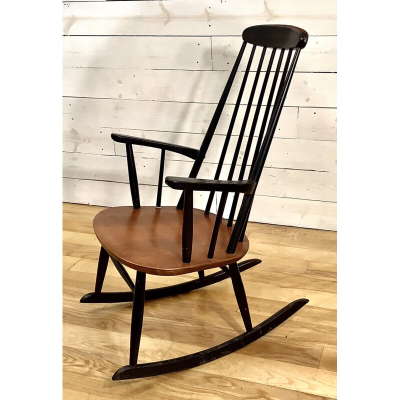 Rocking chair vintage en teck, Scandinave 1960