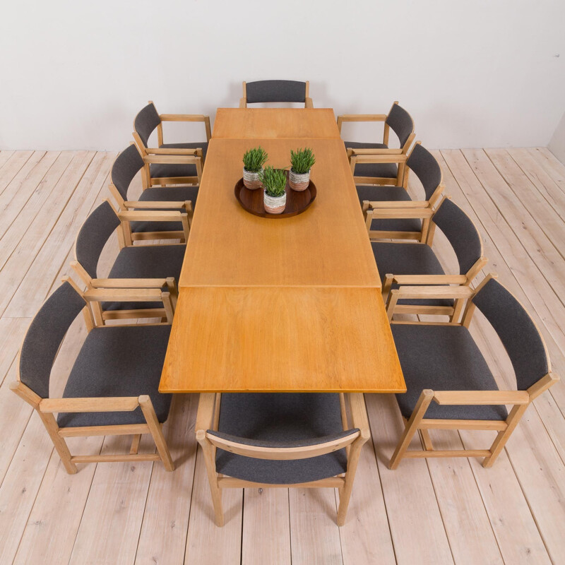 Set of 10 vintage dining chairs in oak by Borge Mogensen for AS Soborg Mobelfabrik, Denmark 1960s