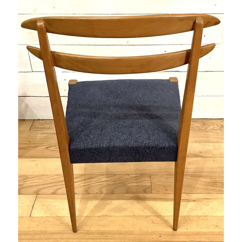 Set of 4 vintage beechwood chairs, Italian 1950s