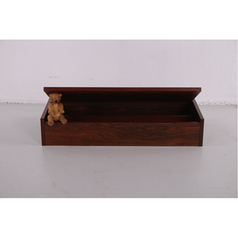 Vintage rosewood table box with compartments and lid, Denmark 1960