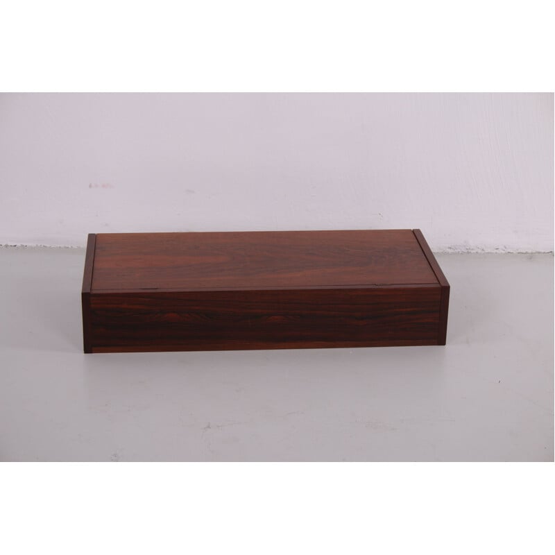 Vintage rosewood table box with compartments and lid, Denmark 1960