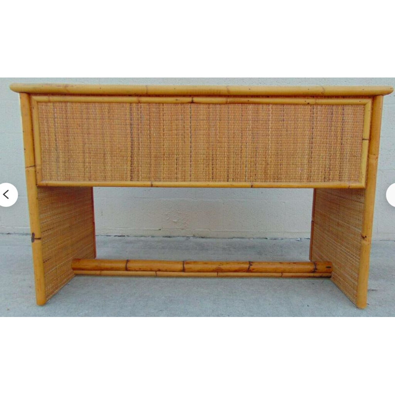 Vintage bamboo, rattan and brass desk by Dal Vera, Italy 1960s