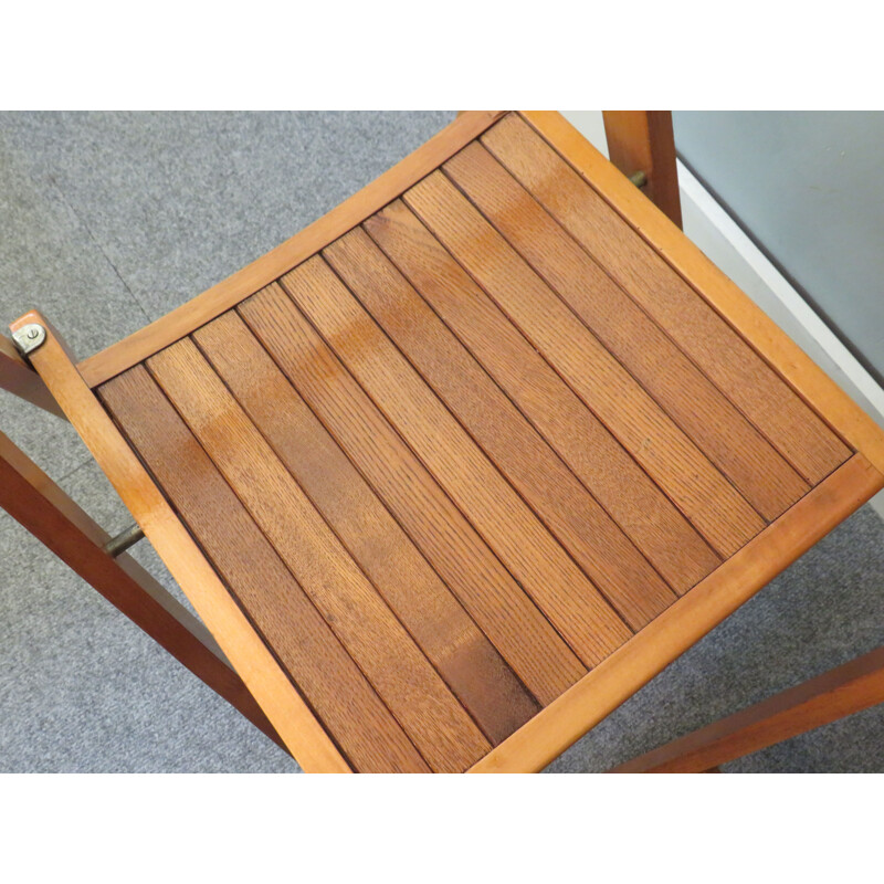 Set of 3 vintage wooden folding chairs 1970