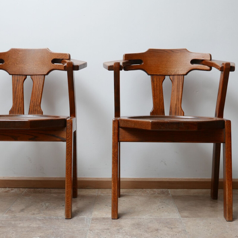 Lot de 4 chaises vintage en chêne, Hollande 1970