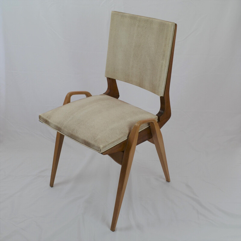 Pair of vintage beechwood chairs by Maurice Pré