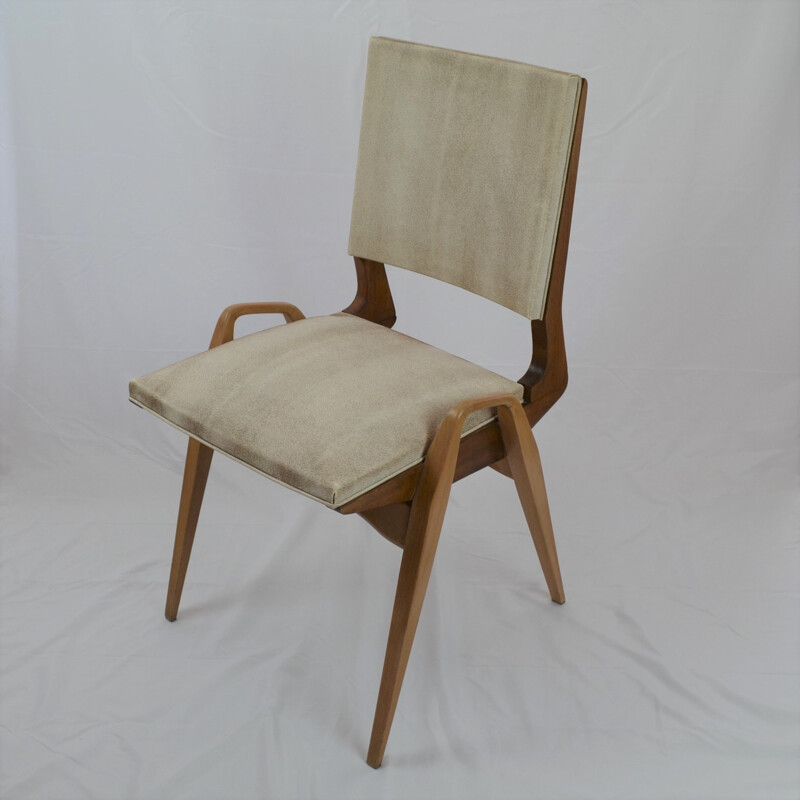 Pareja de sillas vintage de madera de haya de Maurice Pré