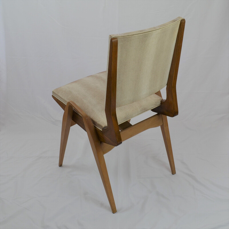 Pair of vintage beechwood chairs by Maurice Pré