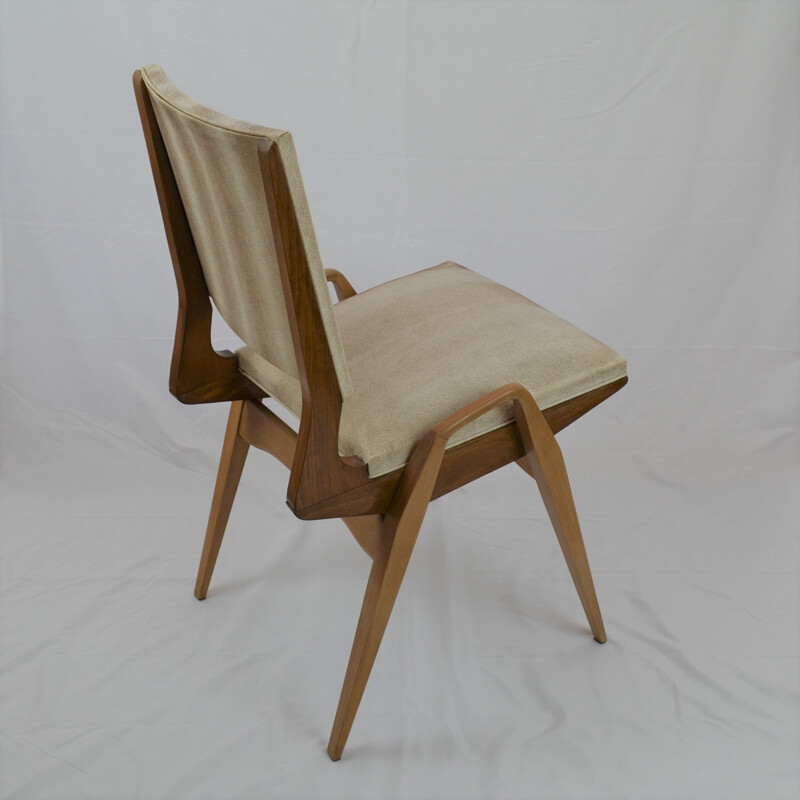 Paar vintage beukenhouten stoelen van Maurice Pré