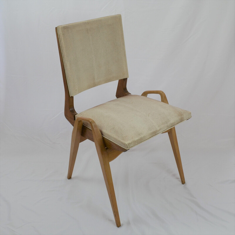 Paar vintage beukenhouten stoelen van Maurice Pré