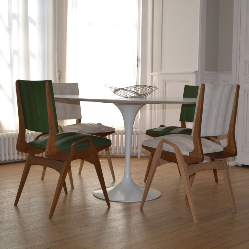 Pair of vintage beechwood chairs by Maurice Pré