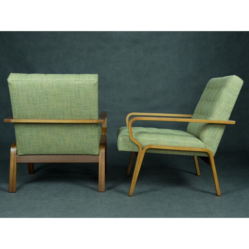 Paire de fauteuils vintage bois plié par Ludvik Volàk, Tchécoslovaquie 1960