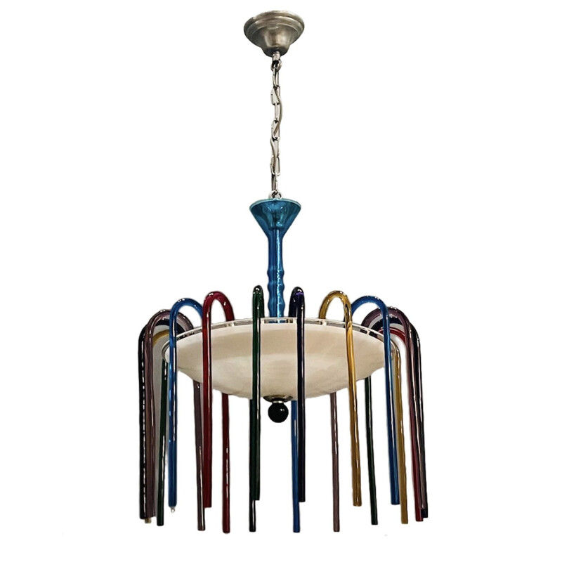 Vintage Multicolored Murano Glass Chandelier