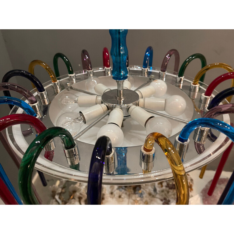 Vintage veelkleurige kroonluchter van Murano glas