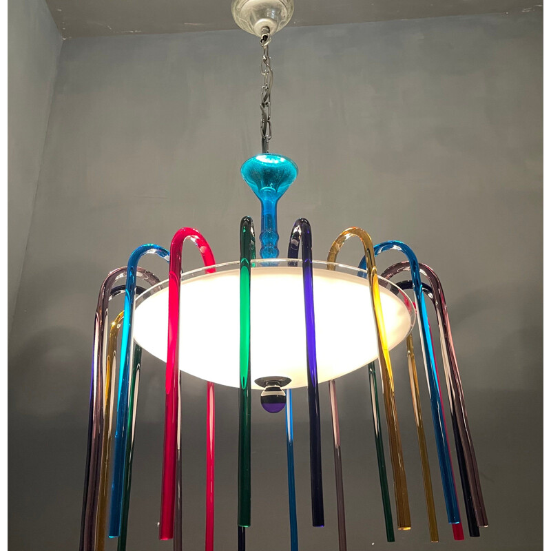 Lámpara vintage de cristal de Murano multicolor