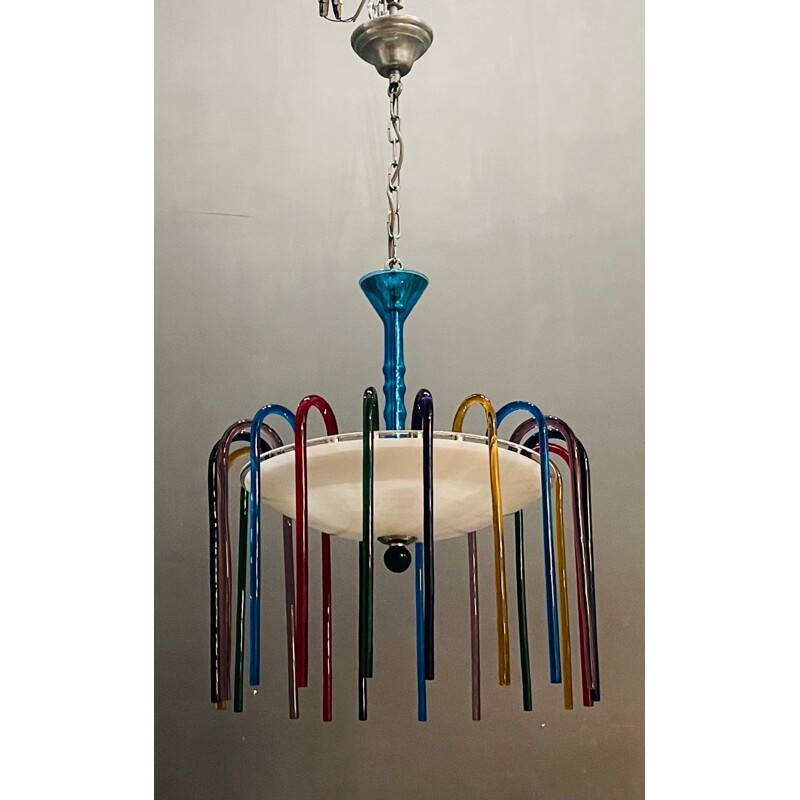 Candelabro de vidro Murano multicolorido Vintage