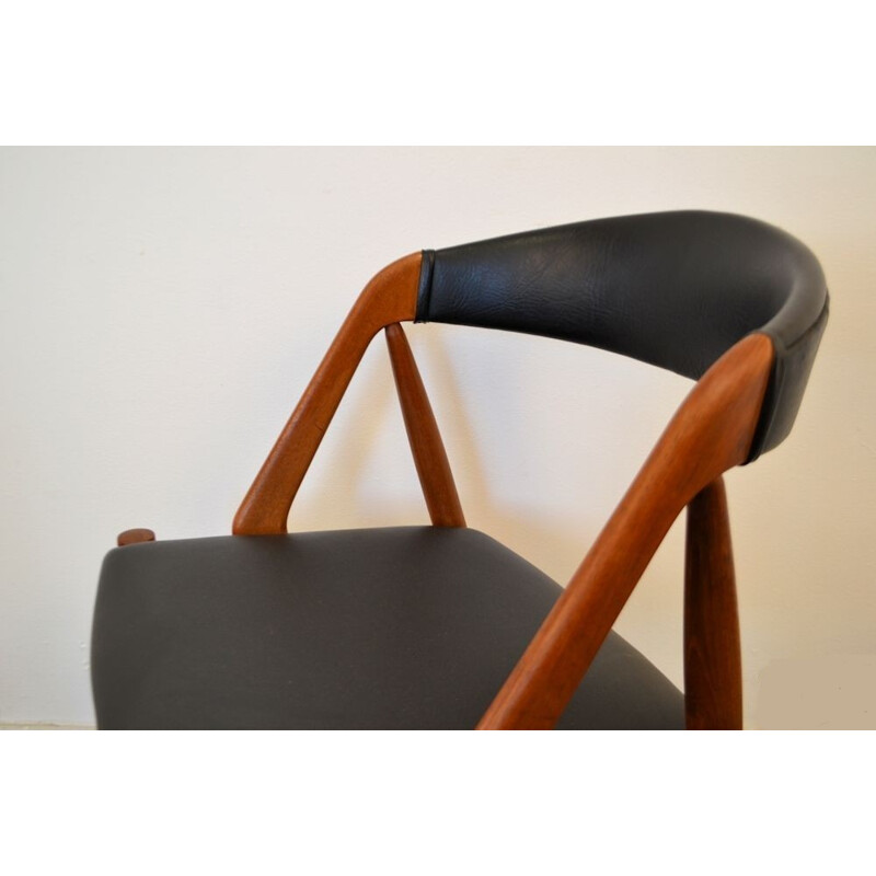 Set of 4 Schou Andersen dining chairs in black leatherette, Kai KRISTIANSEN - 1960s