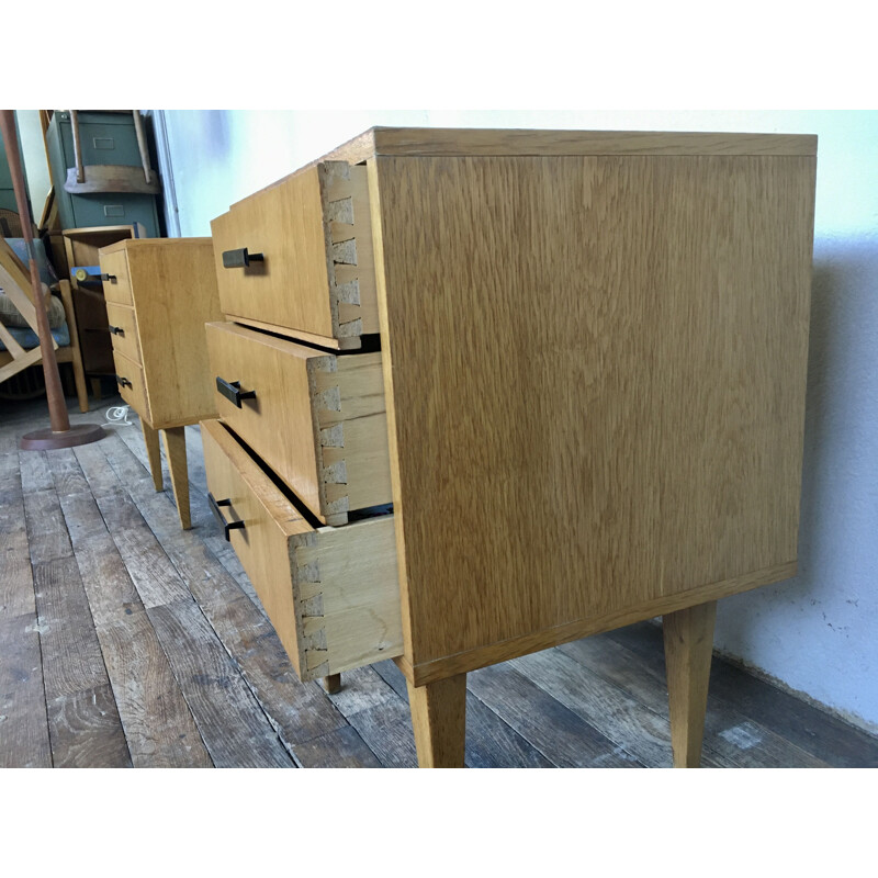 Pair of vintage bedside tables, French 1950s