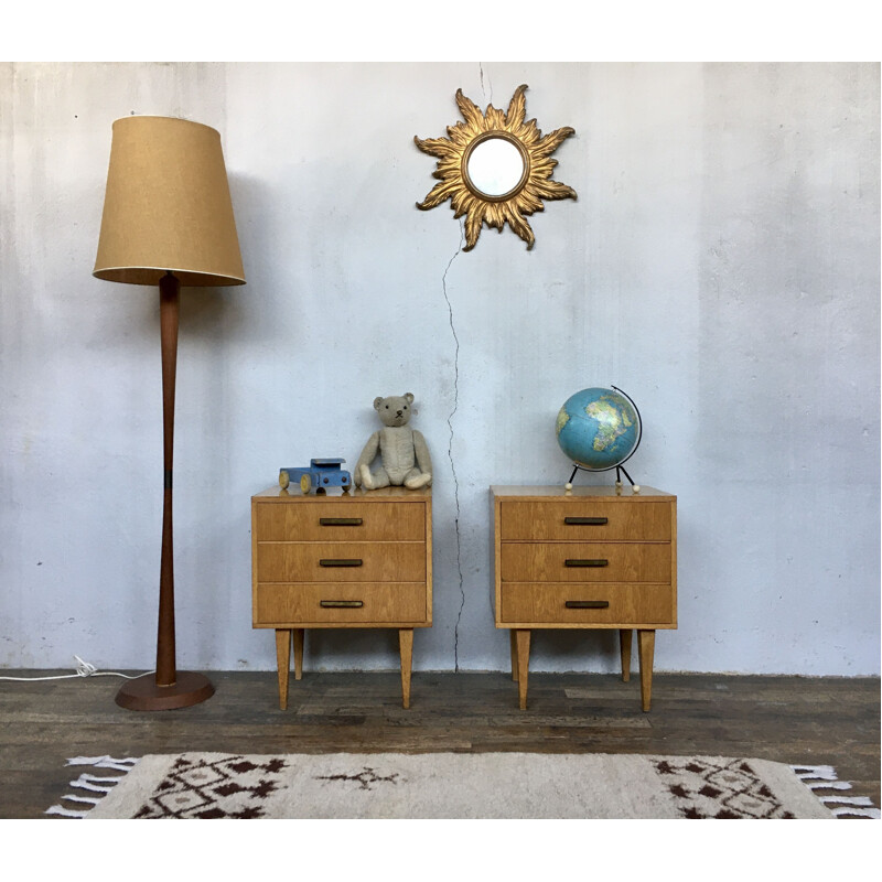 Pair of vintage bedside tables, French 1950s