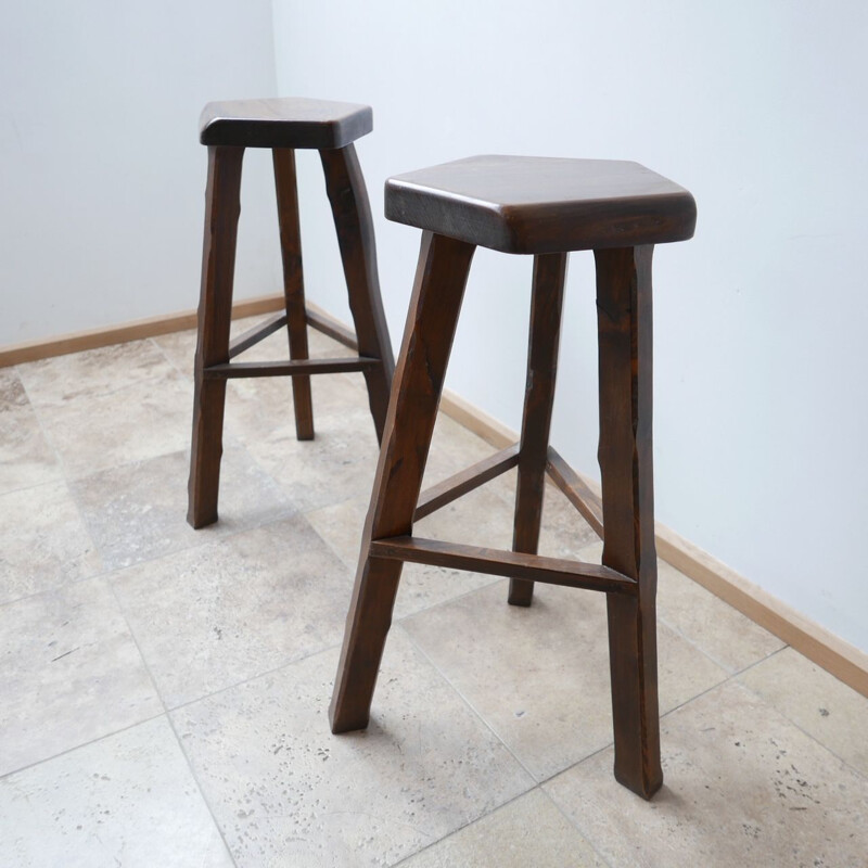 Pair of vintage brutalist Bar Stools