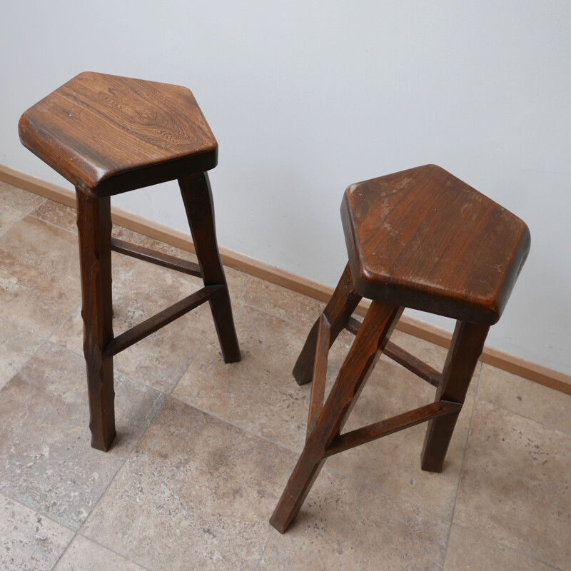 Pair of vintage brutalist Bar Stools