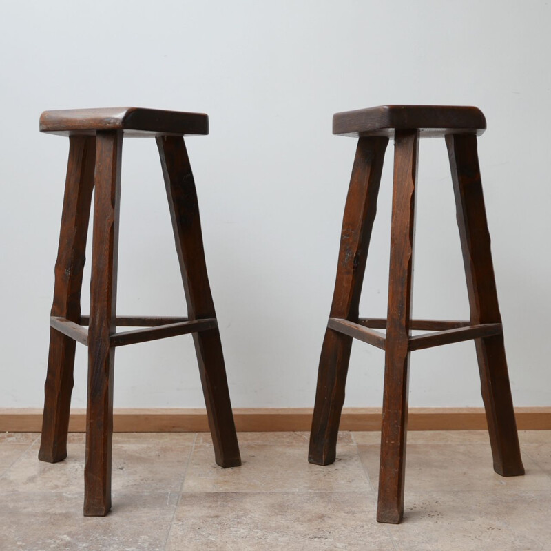 Pair of vintage brutalist Bar Stools