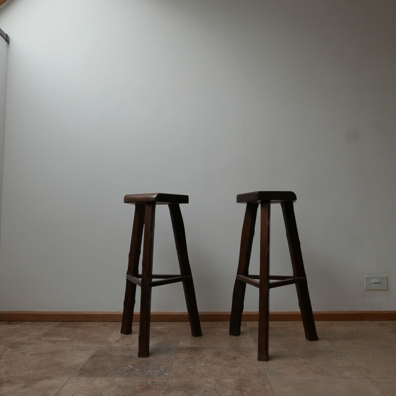 Pair of vintage brutalist Bar Stools