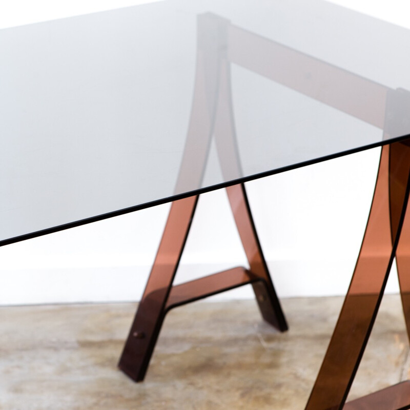 Desk with Altuglas "Mode Europe" trestles & Rodet plater, Marcello GACITA and Pierre TIBERI - 1970s