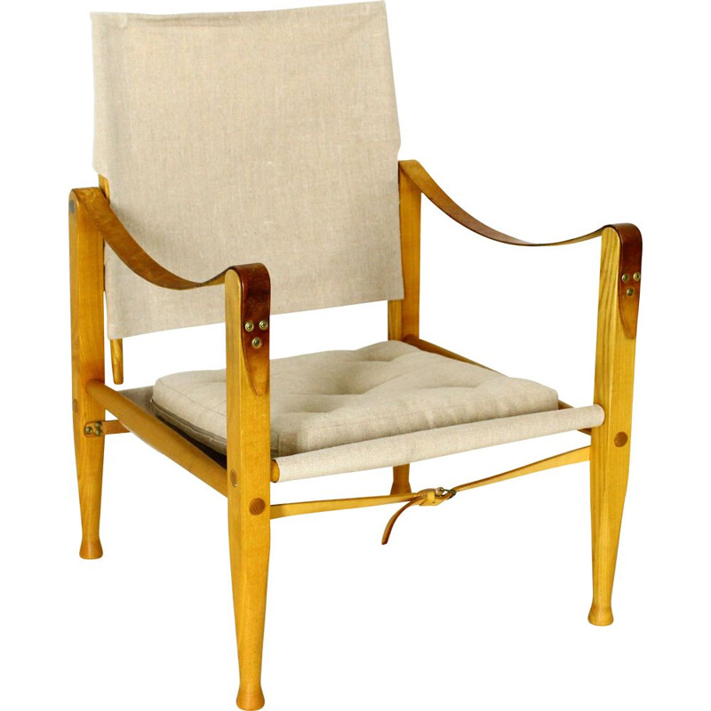 Fauteuil vintage Safari en toile Kaare Klint pour Rud Rasmussen 1960