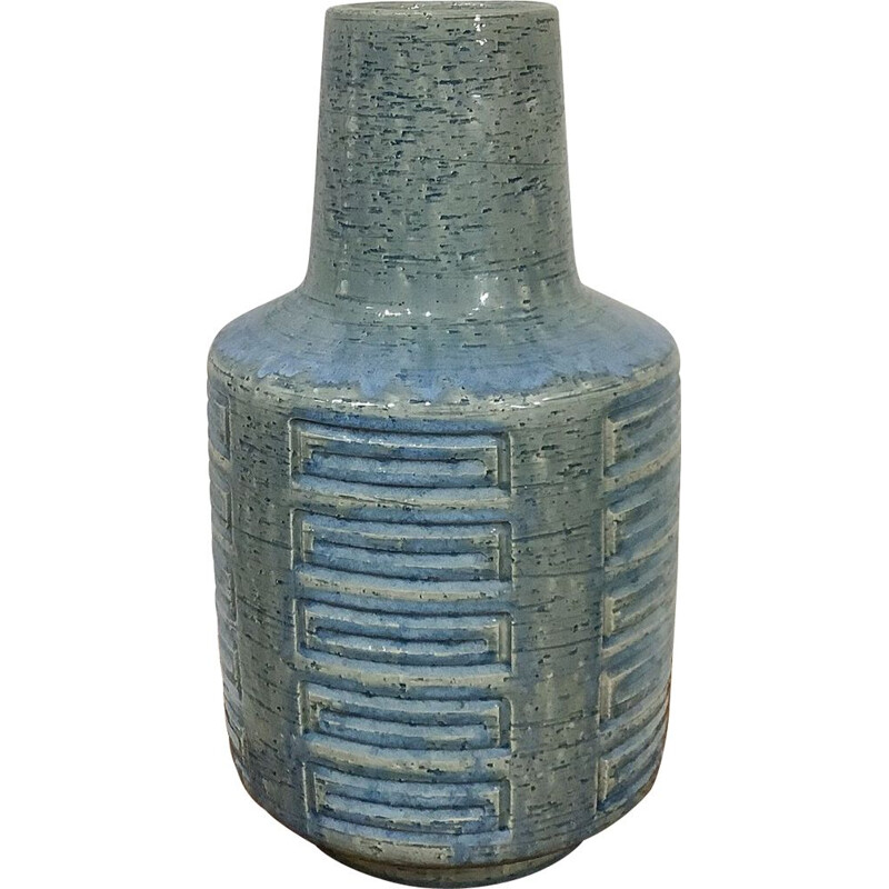 Grand vase vintage en céramique bleu turquoise par Per Linneman-Schmidt pour Palshus, Danemark 1960
