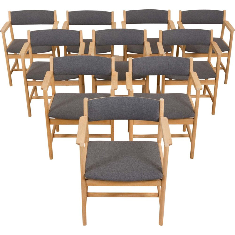 Lot de 10 chaises vintage en chêne par Borge Mogensen pour AS Soborg Mobelfabrik, Danemark 1960