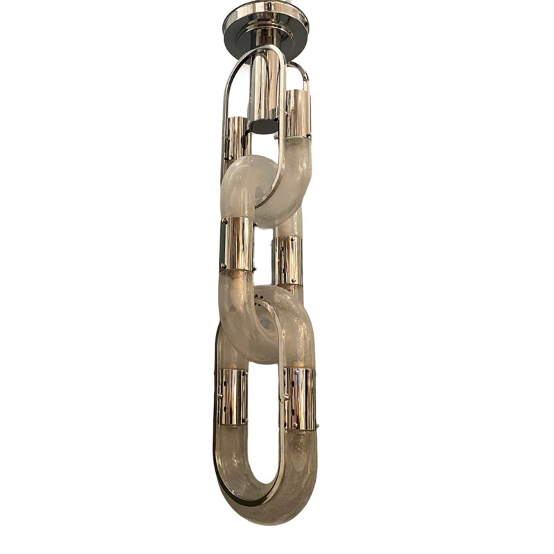 Iconic vintage murano glass chain link chandelier by Aldo Nason, 1960
