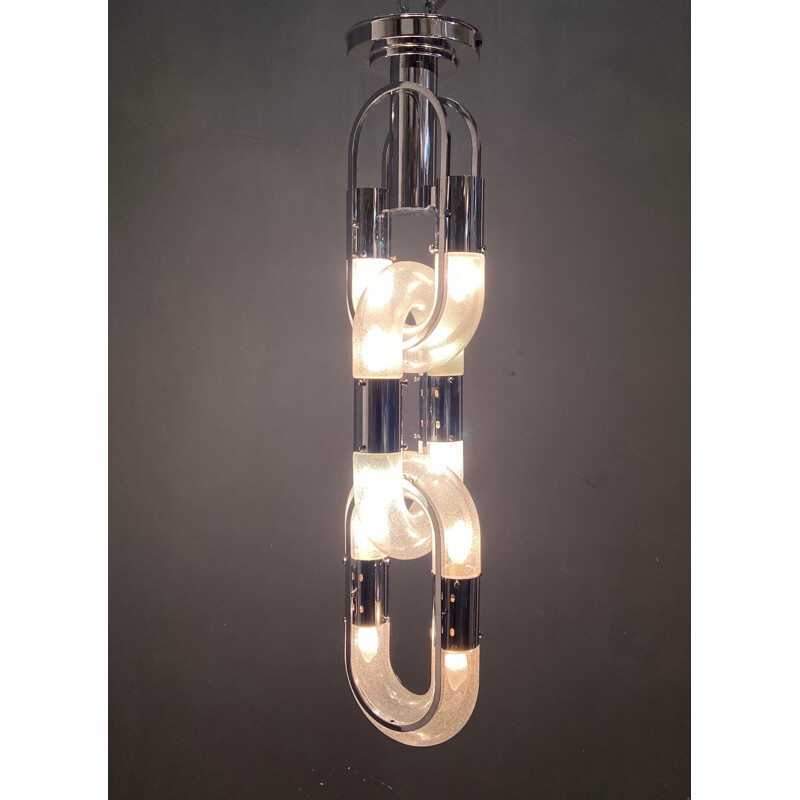 Iconic vintage murano glass chain link chandelier by Aldo Nason, 1960