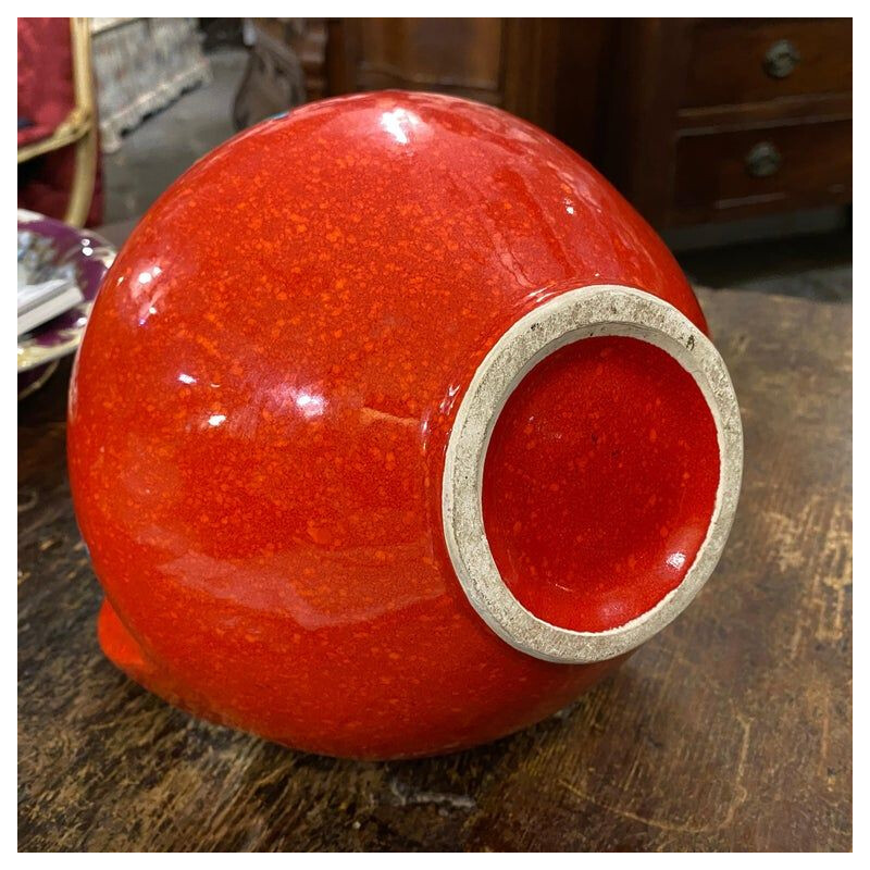 Grande cruche vintage en céramique rouge moderniste de Bertoncello, Italie 1980
