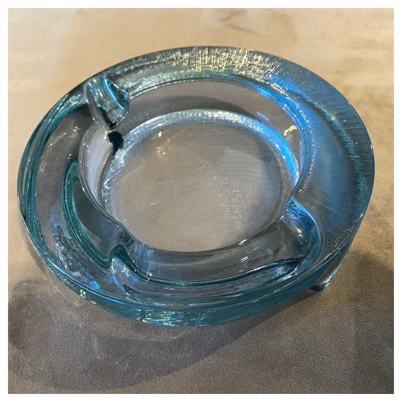 Vintage Fabio Frontini for Arnolfo di Cambio Modernist Glass Ashtray, Italy 1970s