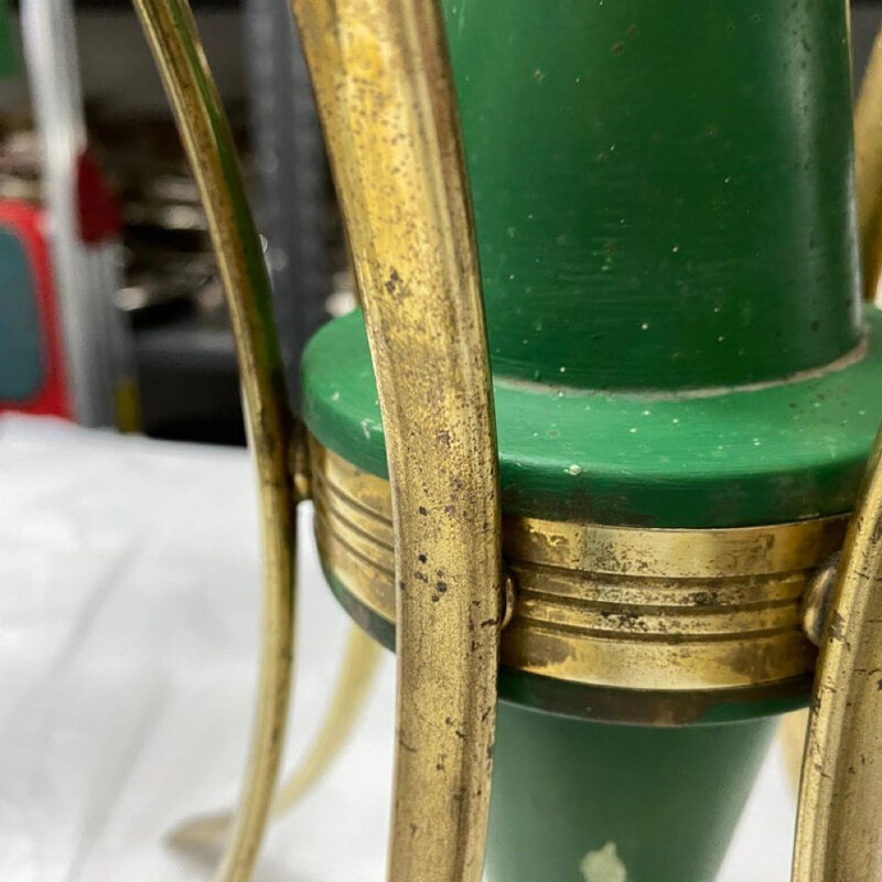 Vintage Modern Brass and Glass Chandelier 1960s
