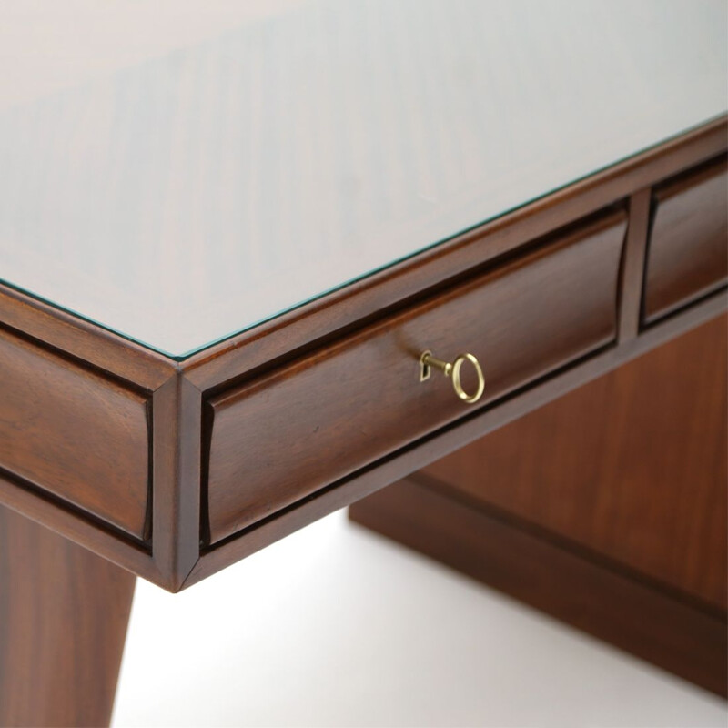 Vintage Wooden desk with drawers, Italian 1950s