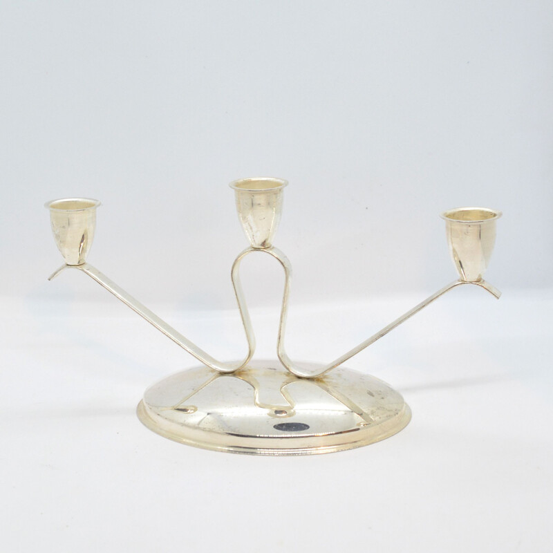 Vintage three-armed candlestick in plated metal, Germany 1960