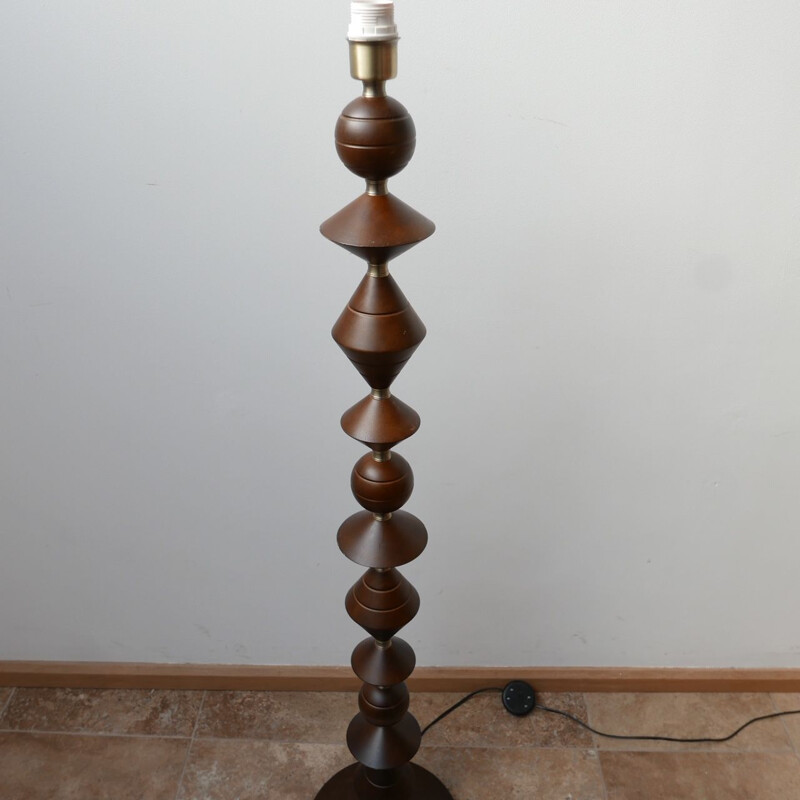 Vintage Geometric Wooden Floor Lamp, English